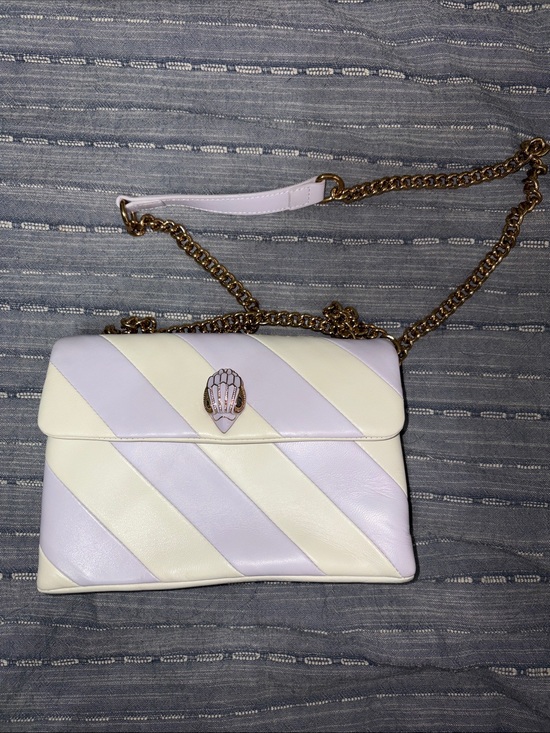 Kurt Geiger Handbags - Kurt Geiger Lavender & Cream Diagonal Stripe Chain Crossbody